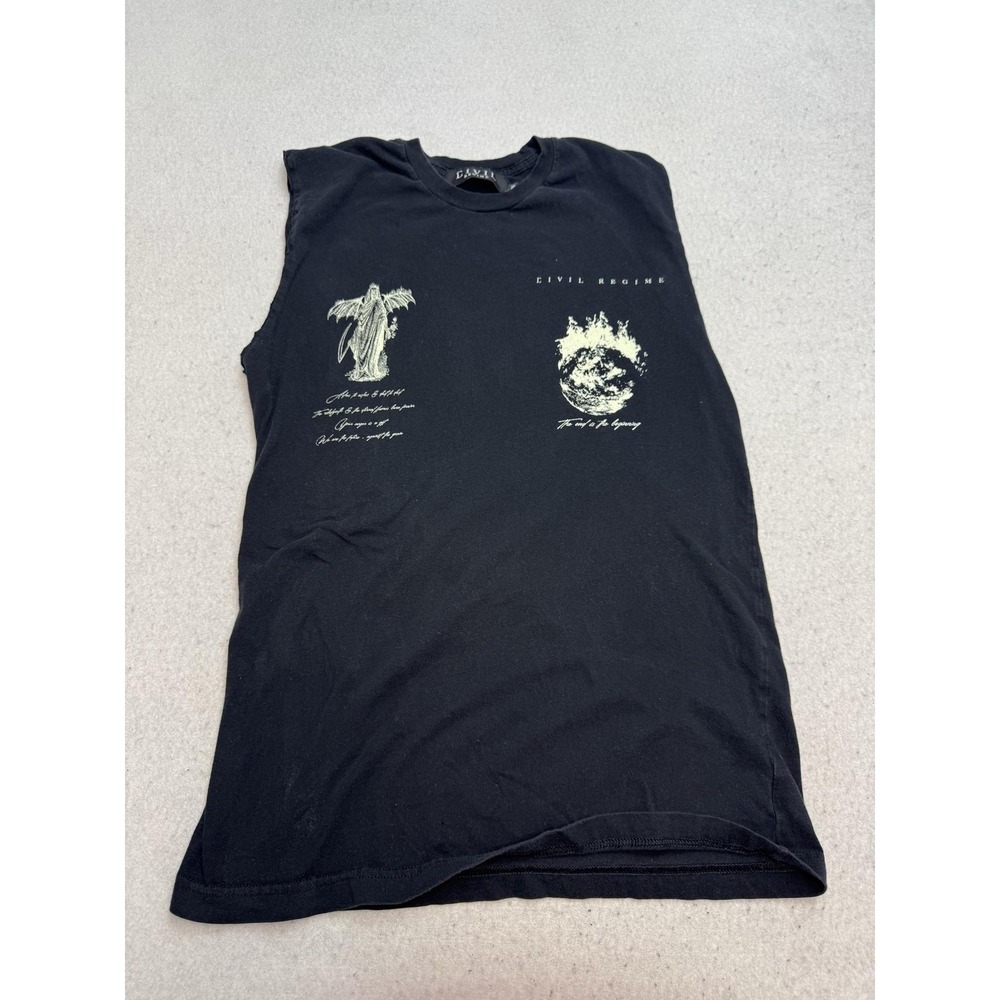 Civil Regime Shirt Mens Medium Black Grim Reaper Graphic Cutoff Tee Gothic
